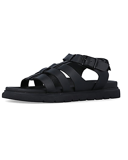 360 degree animation of product Boys black buckle sandals frame-4