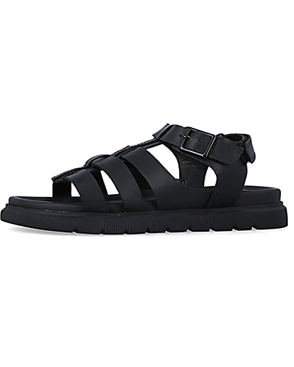 360 degree animation of product Boys black buckle sandals frame-5