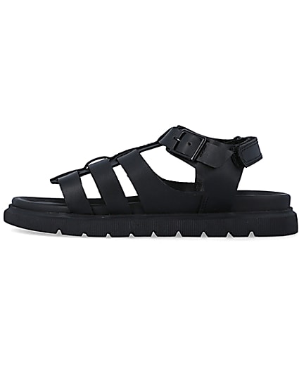 360 degree animation of product Boys black buckle sandals frame-6