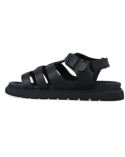 360 degree animation of product Boys black buckle sandals frame-7