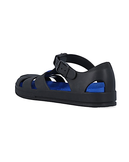 360 degree animation of product Boys black caged jelly sandals frame-6