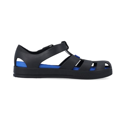 360 degree animation of product Boys black caged jelly sandals frame-15