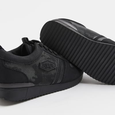 Boys Black Camo Jacquard Runner trainers