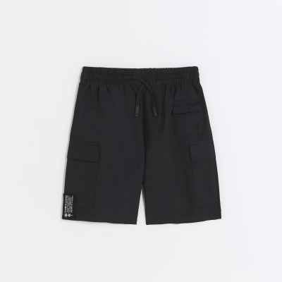 Boys black cargo shorts River Island