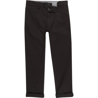 Boys black chino trousers