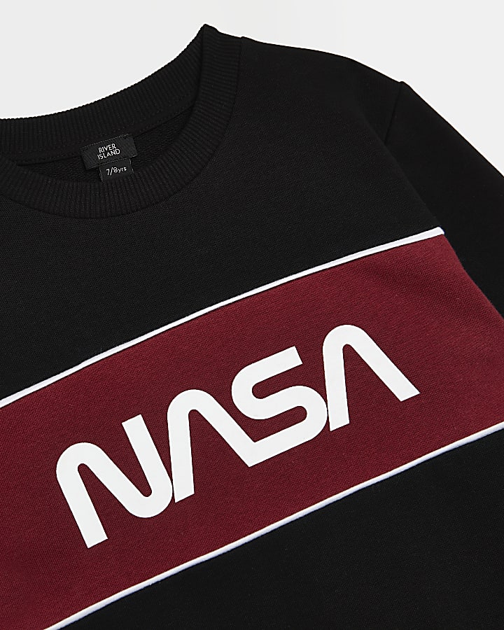 Boys black colour block NASA sweatshirt