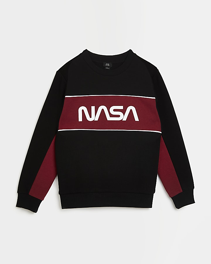 Boys black colour block NASA sweatshirt