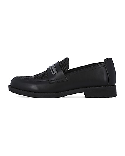 360 degree animation of product Boys black double snaffle loafers frame-3