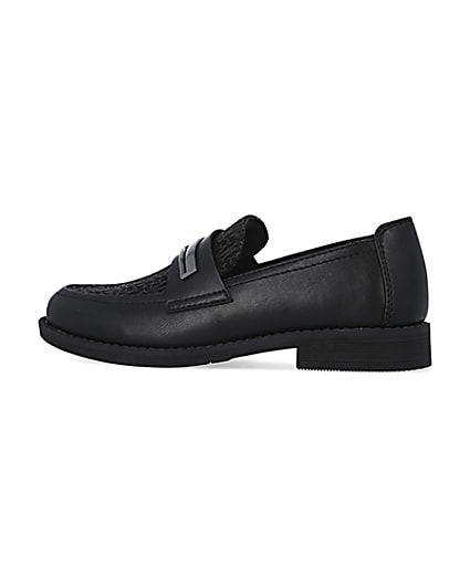 360 degree animation of product Boys black double snaffle loafers frame-4