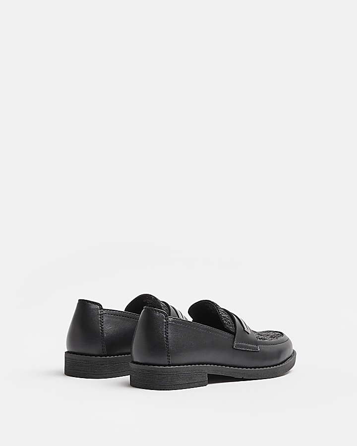 Boys black double snaffle loafers