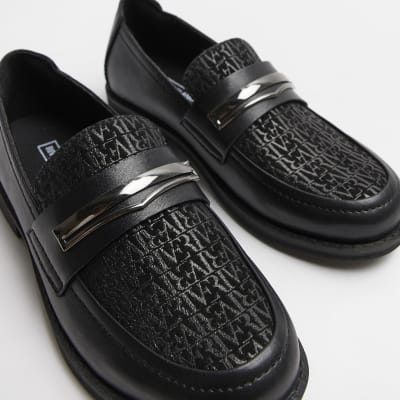 Schoenen Jongensschoenen Loafers & Instappers Boys *LIL MAN* Black Square Toe Lace-Up Ties Dress Shoes 