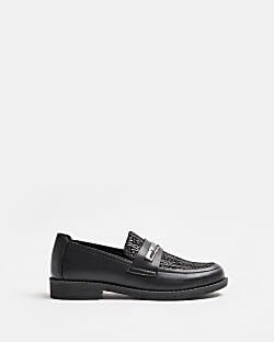 Boys black double snaffle loafers