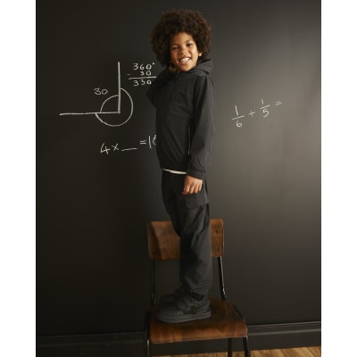 Boys Black Double Velcro Trainers