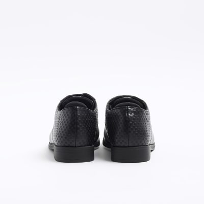 Boys black embossed point shoes River Island
