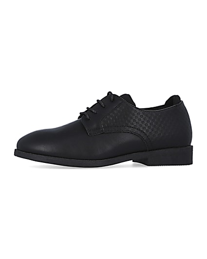 360 degree animation of product Boys black Embossed shoes frame-2