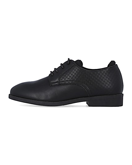 360 degree animation of product Boys black Embossed shoes frame-3