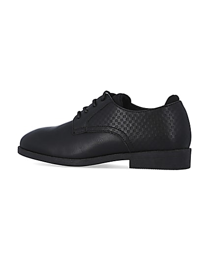 360 degree animation of product Boys black Embossed shoes frame-4