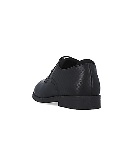 360 degree animation of product Boys black Embossed shoes frame-7