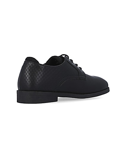 360 degree animation of product Boys black Embossed shoes frame-12