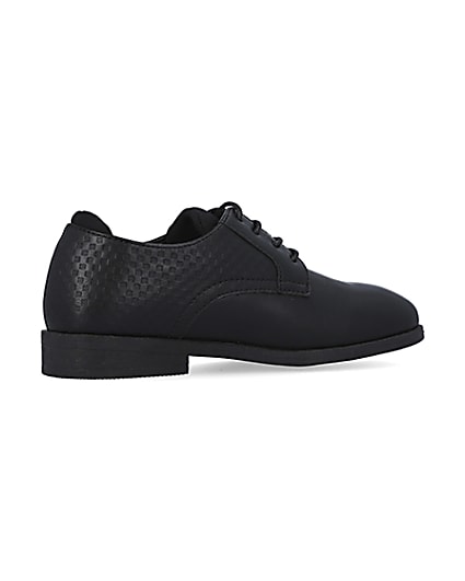 360 degree animation of product Boys black Embossed shoes frame-13