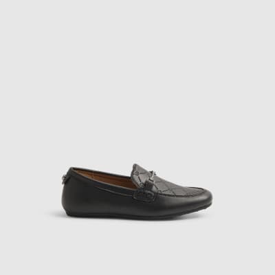 Boys Black Embossed Snaffle Shoes