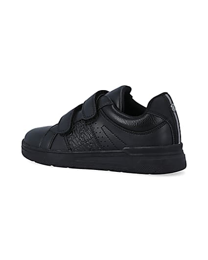 360 degree animation of product Boys black embossed velcro trainers frame-5