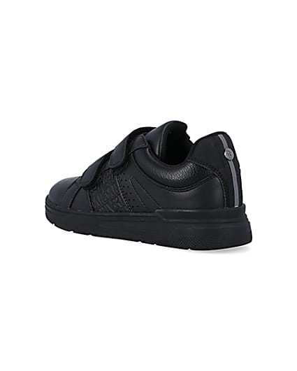 360 degree animation of product Boys black embossed velcro trainers frame-6