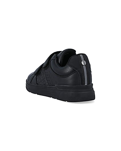 360 degree animation of product Boys black embossed velcro trainers frame-7