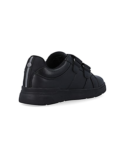 360 degree animation of product Boys black embossed velcro trainers frame-12