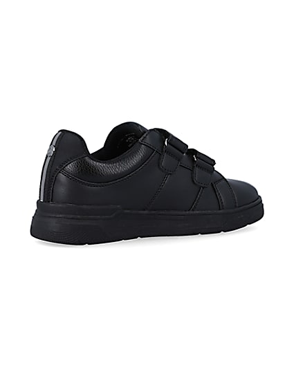 360 degree animation of product Boys black embossed velcro trainers frame-13