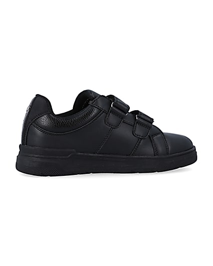 360 degree animation of product Boys black embossed velcro trainers frame-14
