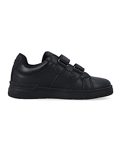 360 degree animation of product Boys black embossed velcro trainers frame-15