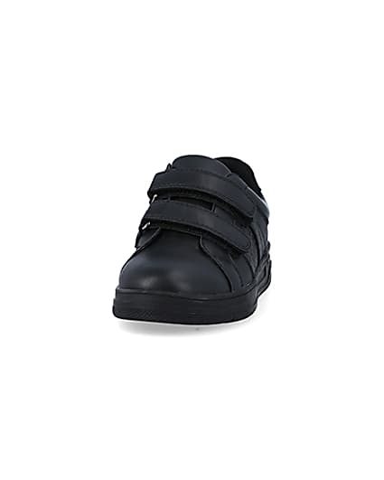 360 degree animation of product Boys black embossed velcro trainers frame-22