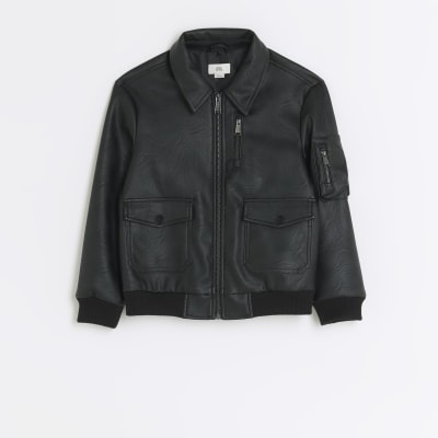 River island leather bomber hot sale jacket