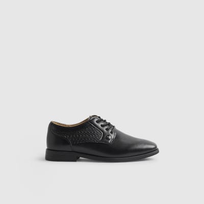 Boys Black Faux Leather Point Shoes