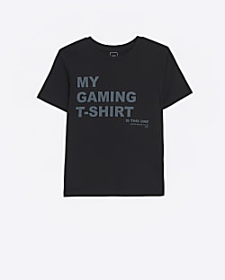 Boys black gaming graphic t-shirt