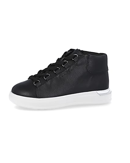 360 degree animation of product Boys black high top trainers frame-2