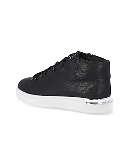 360 degree animation of product Boys black high top trainers frame-5