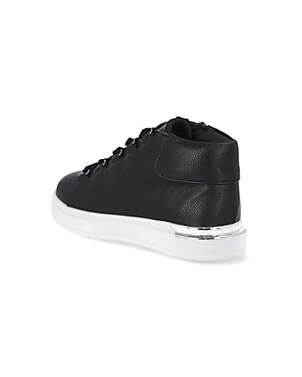 360 degree animation of product Boys black high top trainers frame-6