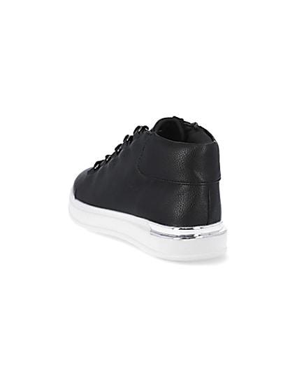 360 degree animation of product Boys black high top trainers frame-7