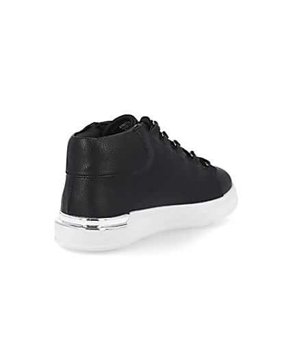 360 degree animation of product Boys black high top trainers frame-12