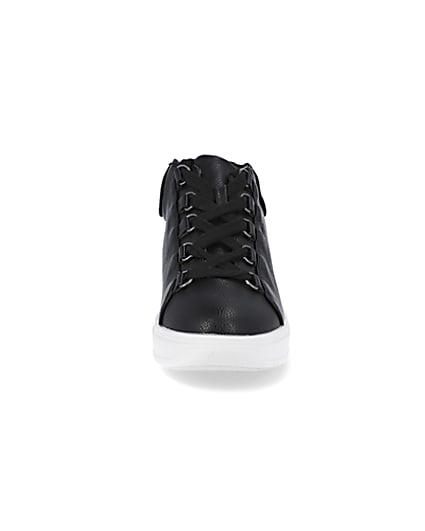 360 degree animation of product Boys black high top trainers frame-21