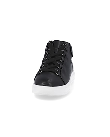 360 degree animation of product Boys black high top trainers frame-22