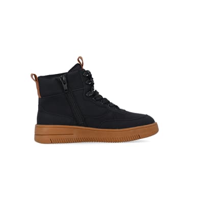 360 degree animation of product Boys Black Hiker High Top Boots frame-14