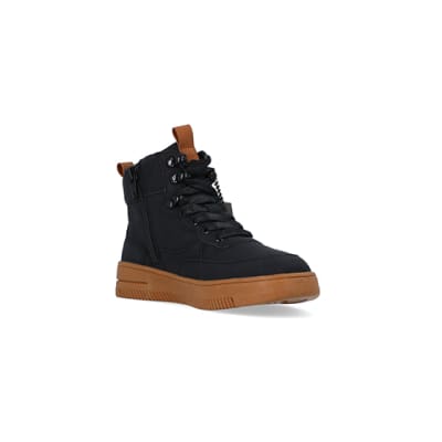 360 degree animation of product Boys Black Hiker High Top Boots frame-18