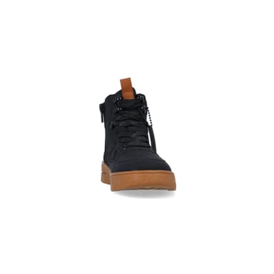360 degree animation of product Boys Black Hiker High Top Boots frame-20