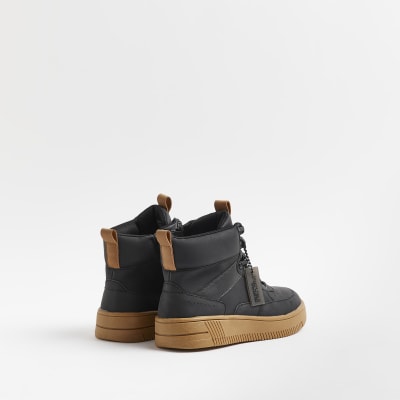 Boys Black Hiker High Top Boots