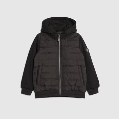 Boys Black Hooded Hybrid Jacket