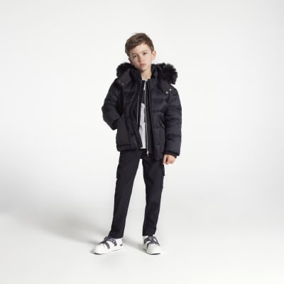 Boys black cheap padded jacket