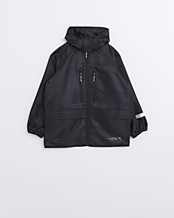 Boys black hooded wind cheater coat